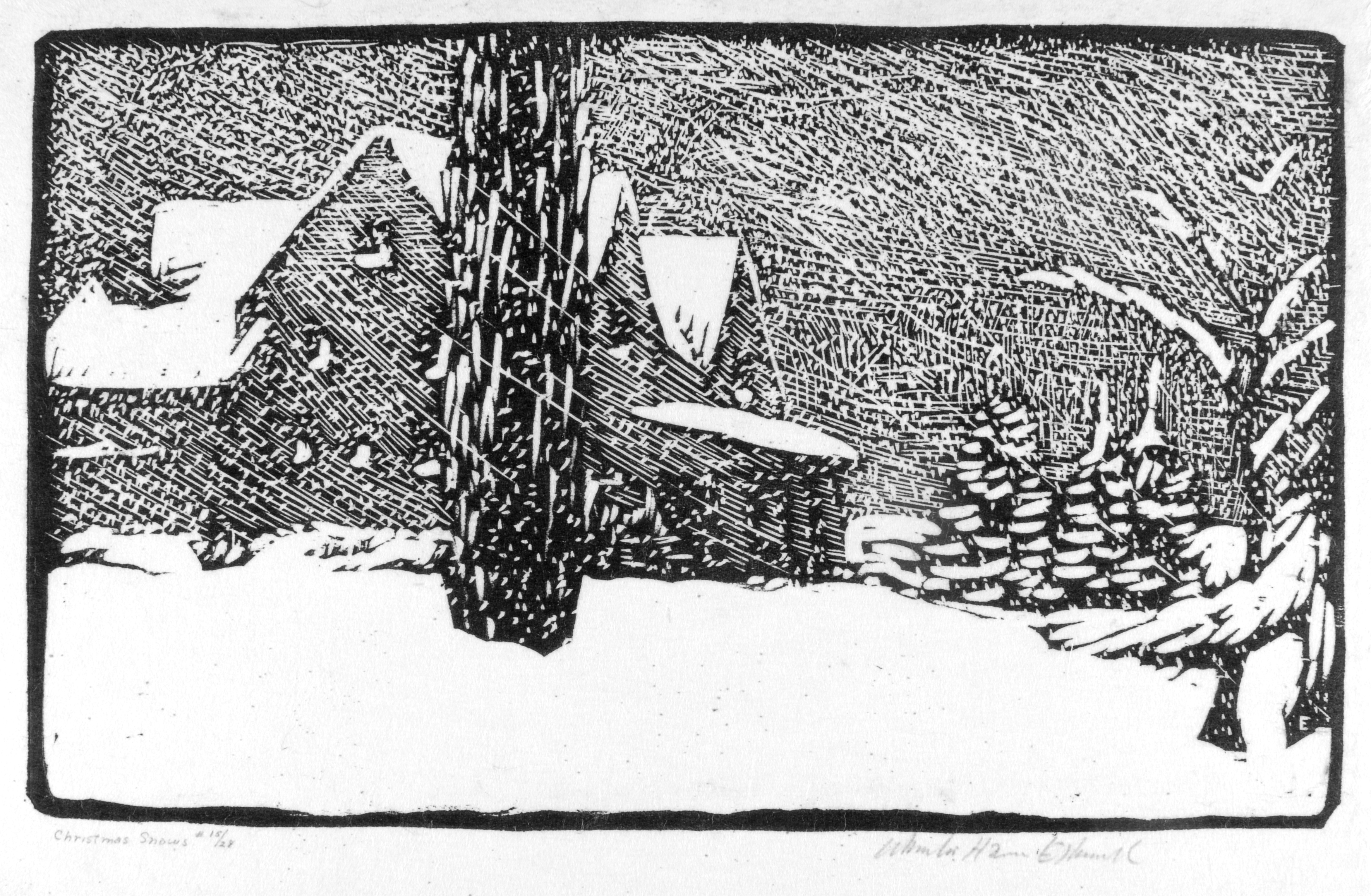 Christmas Snows, 1923, woodcut print by Wharton Esherick