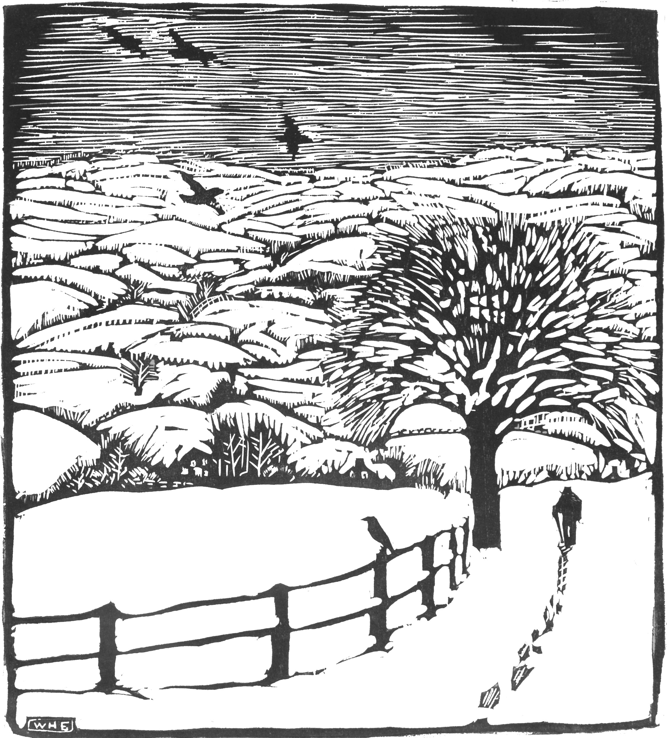 "January", 1923, woodcut print by Wharton Esherick