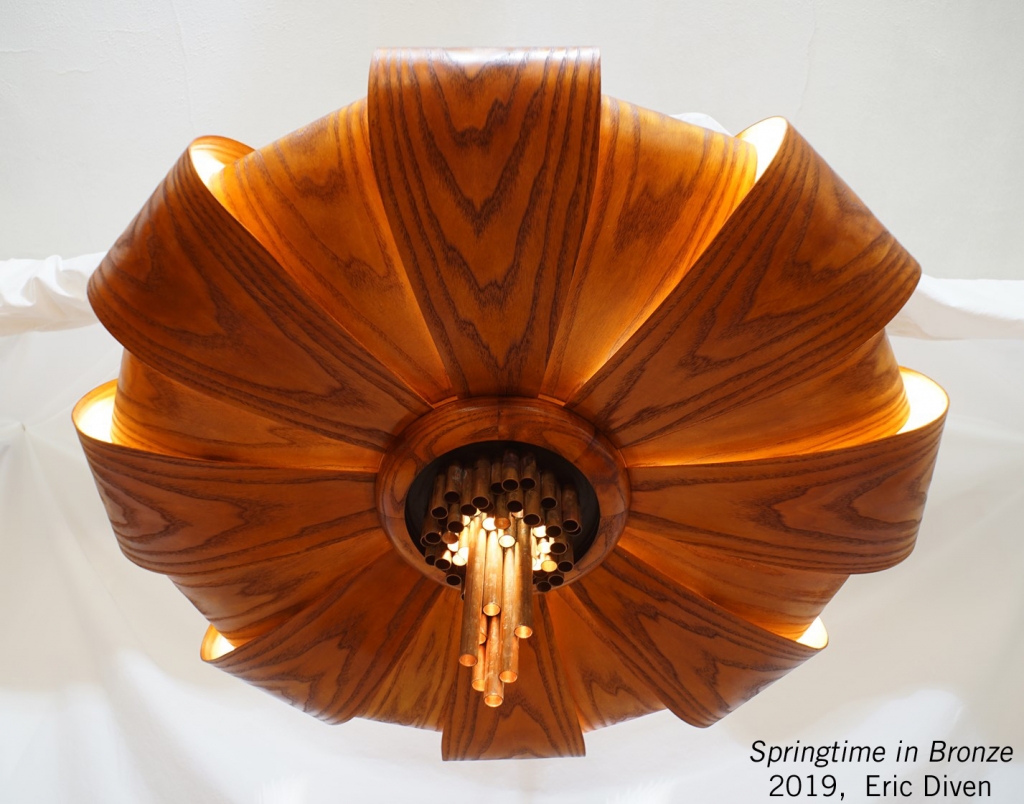 Diven labeled wood ceiling light