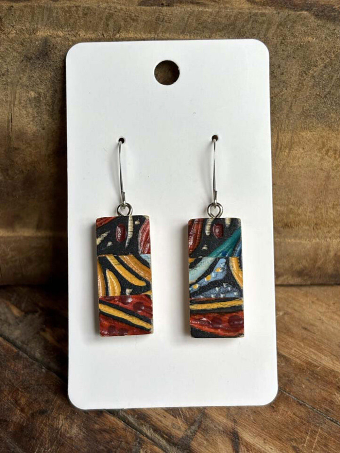 Sara Tabbert Earrings - Short - Yellow, Red & Blue 03